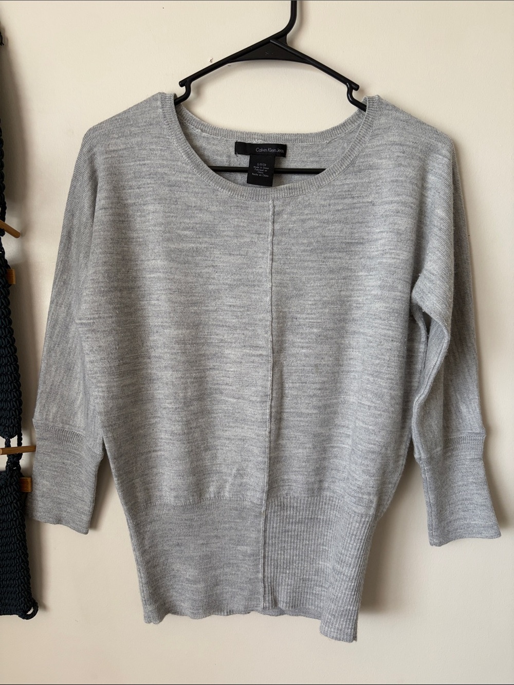 Calvin Klein Women's Grey Merino Wool Blend Sweater
